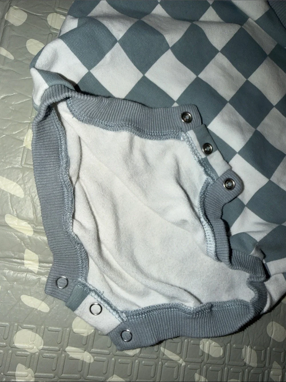 Boho and Baby Slate Blue & White Baby One-Piece Sweater Checker Bodysuit